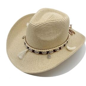 Western Straw Cowboy Hat for Women Beach Sun Hat for Men Wide Brim Fedora Hat Cowgirl Hats Summer Panama Hat