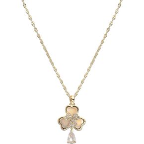 Jean Beau Lucky Clover Necklaces for Women Teen Girls Cute Gold Four Leaf Clover Pendant Necklace Dainty Chain Choker Prom Wedding Accessories Jewelry Gift