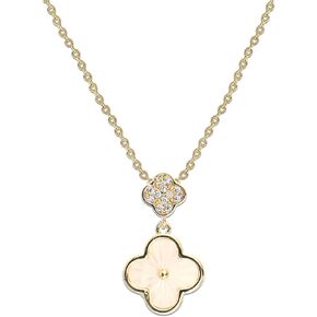 Jean Beau Lucky Clover Necklaces for Women Teen Girls Cute Gold Four Leaf Clover Pendant Necklace Dainty Chain Choker Prom Wedding Accessories Jewelry Gift