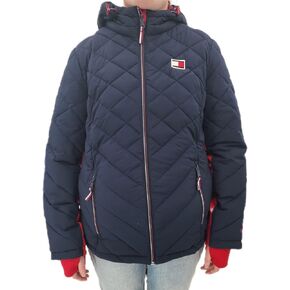 Tommy Hilfiger Women Hooded Zip Front Short Packable Jacket, Navy, X-Large