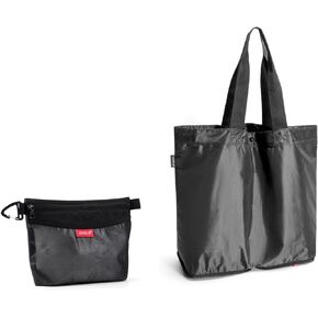 pack all Travel Accessories Bundle | Zipper Pouch (S) & 16L Foldable Tote Bag Black