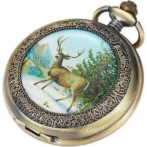 Classic Copper Design Hand Winding Mechanical Roman Number Steampunk Pocket Watch Mens Watches with Chain&Box