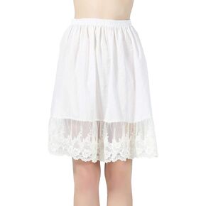 BEAUTELICATE Skirt Extender Half Slip with Lace Trim 100% Cotton Vintage Underskirt