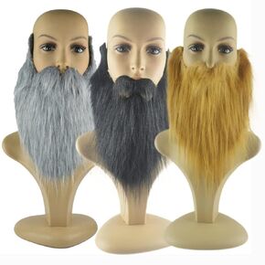 LXLUOO Santa Claus Beard Simulation Beard Beard, Large Beard Pirate Beard Props,Fake Beards Funny Fake Mustache Fake Whisker for Costume Halloween Party Supplies, 3pcs(Brown+Black+Gray)