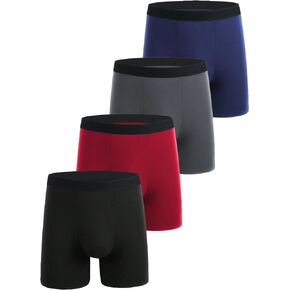 WDIRARA Men's Boxer Shorts 4 Pack Colorblock Boxers Underwear Soft Comfortable Stretch Short
