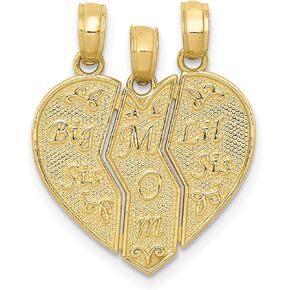 Jewelry Stores Network Break Apart BIG SIS MOM LIl SIS Charm In Real 10k Yellow Gold 17 mm x 7 mm