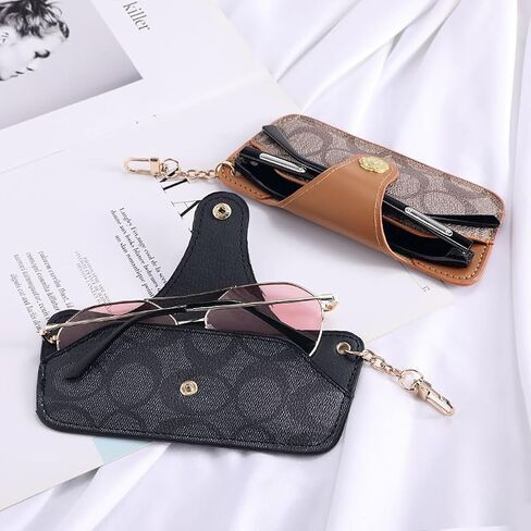 Soft Leather Sunglasses Bag,Travel Sunglass Holder Eyeglass Case Portable Slim Sunglasses Pouch in Saudi Arabia