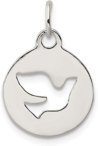 Solid 925 Sterling Silver Circle Dove Charm in Saudi Arabia