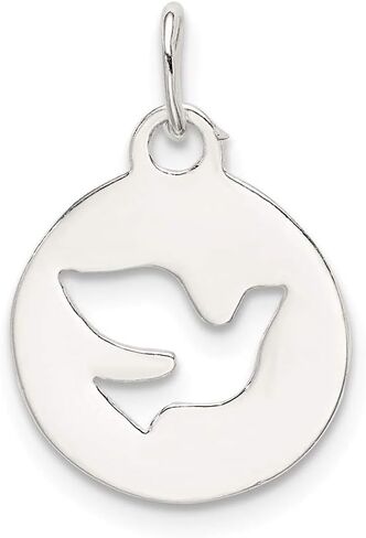 Solid 925 Sterling Silver Circle Dove Charm in Saudi Arabia