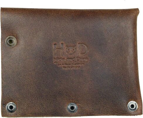 Hide & Drink, Leather Riveted Card Holder W/Snap, Cash Wallet, Travel Case Organizer, Accessories, Handmade Includes 101 Year Warranty :: Bourbon Brown in Saudi Arabia