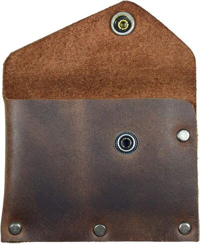 Hide & Drink, Leather Riveted Card Holder W/Snap, Cash Wallet, Travel Case Organizer, Accessories, Handmade Includes 101 Year Warranty :: Bourbon Brown in Saudi Arabia