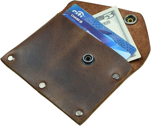 Hide & Drink, Leather Riveted Card Holder W/Snap, Cash Wallet, Travel Case Organizer, Accessories, Handmade Includes 101 Year Warranty :: Bourbon Brown in Saudi Arabia