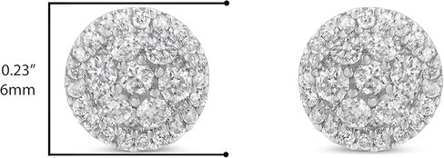 14K White Gold 1/2 or 1.0 Cttw Brilliant-Cut Diamond Halo-Style Cluster Round Button Stud Earrings (H-I Color, I1-I2 Clarity) -Choice of Carat Weights in Kuwait