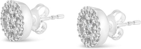 14K White Gold 1/2 or 1.0 Cttw Brilliant-Cut Diamond Halo-Style Cluster Round Button Stud Earrings (H-I Color, I1-I2 Clarity) -Choice of Carat Weights in Kuwait