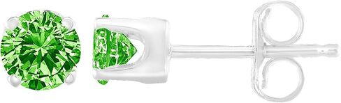 .925 Sterling Silver 1/10-1/4 Cttw Round Brilliant-Cut Blue Diamond Classic 4-Prong Stud Earrings (Fancy Color-Enhanced, I2-I3 Clarity) in Kuwait