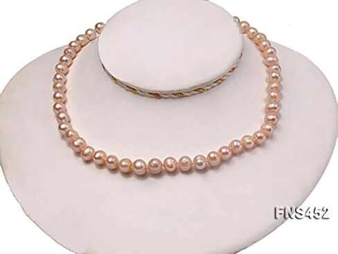 JYX 7-8 مم قلادة لؤلؤ مستزرع أبيض / وردي مائي 7-8 مم in Kuwait