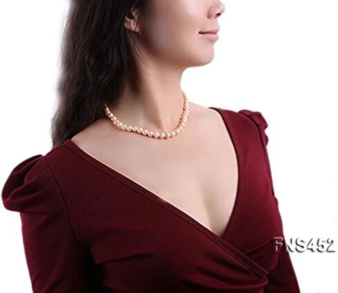 JYX 7-8 مم قلادة لؤلؤ مستزرع أبيض / وردي مائي 7-8 مم in Kuwait