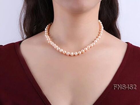 JYX 7-8 مم قلادة لؤلؤ مستزرع أبيض / وردي مائي 7-8 مم in Kuwait