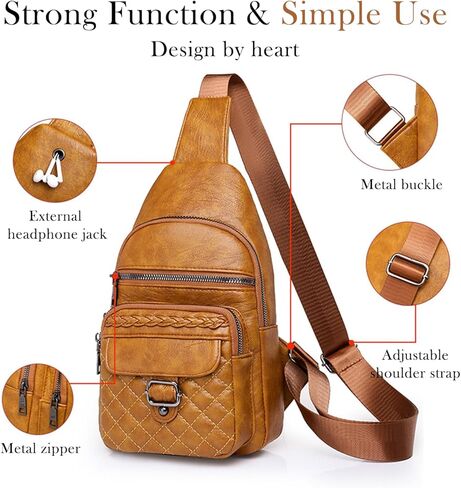 حقائب Winshall Crossbody Sling للنساء محفظة كروس بودي فاني مع حزام قابل للفصل، حقيبة صدر، أو حقيبة كتف تحافظ على ملابسك تبدو أنيقة ومتطابقة بشكل جيد، قابلة للفصل والتعديل (بني) in Kuwait