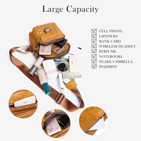 حقائب Winshall Crossbody Sling للنساء محفظة كروس بودي فاني مع حزام قابل للفصل، حقيبة صدر، أو حقيبة كتف تحافظ على ملابسك تبدو أنيقة ومتطابقة بشكل جيد، قابلة للفصل والتعديل (بني) in Kuwait