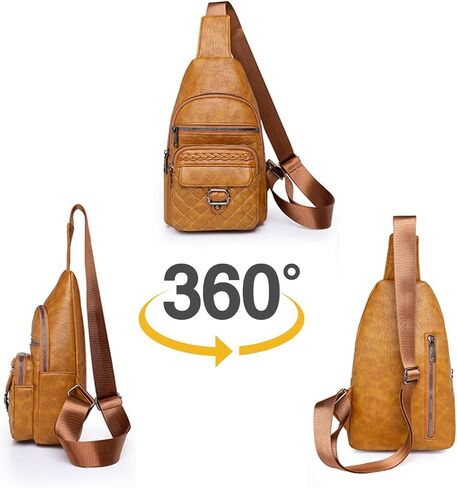 حقائب Winshall Crossbody Sling للنساء محفظة كروس بودي فاني مع حزام قابل للفصل، حقيبة صدر، أو حقيبة كتف تحافظ على ملابسك تبدو أنيقة ومتطابقة بشكل جيد، قابلة للفصل والتعديل (بني) in Kuwait