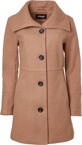 Sportoli Womens Mid-Length Single Breasted Wool Look Dress Coat with Pockets in Saudi Arabia
