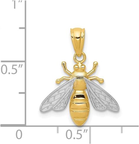 Solid 14k Yellow Gold Two Toned Bee Pendant Charm - 20mm x 15mm in Saudi Arabia