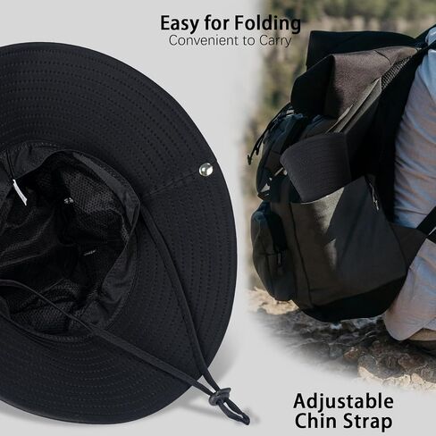 Rosoz Sun Hats for Men Women Wide Brim Boonie Hat UPF 50+ Bucket Hats Hiking Fishing Outdoor Summer Safari UV Protection Hat in Saudi Arabia