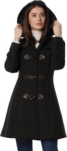 Allegra K Women's Winter Overcoat Mid-thigh Hooded Toggle Duffle Long Coat in Saudi Arabia