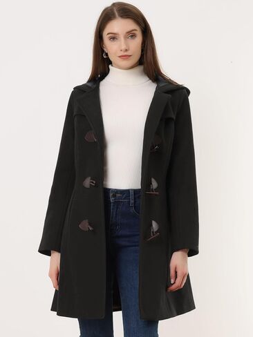 Allegra K Women's Winter Overcoat Mid-thigh Hooded Toggle Duffle Long Coat in Saudi Arabia