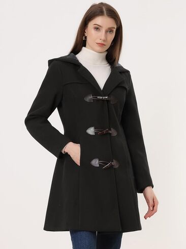 Allegra K Women's Winter Overcoat Mid-thigh Hooded Toggle Duffle Long Coat in Saudi Arabia