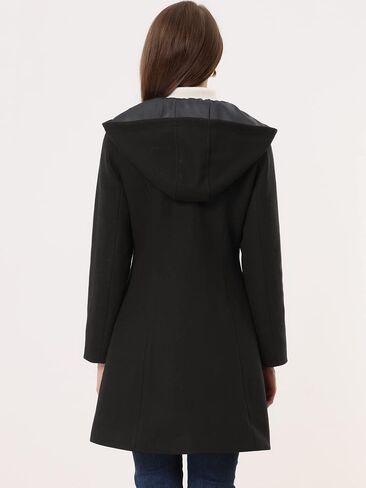 Allegra K Women's Winter Overcoat Mid-thigh Hooded Toggle Duffle Long Coat in Saudi Arabia