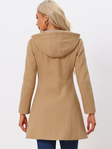 Allegra K Women's Winter Overcoat Mid-thigh Hooded Toggle Duffle Long Coat in Saudi Arabia