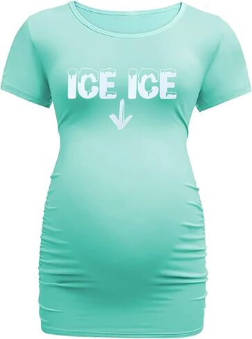 الأمومة المرأة تي شيرت الجليد الجليد الطفل إعلان الحمل بلايز مضحك إلكتروني طباعة الزي عيد الحب المحملة in Kuwait