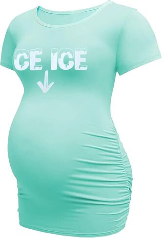 الأمومة المرأة تي شيرت الجليد الجليد الطفل إعلان الحمل بلايز مضحك إلكتروني طباعة الزي عيد الحب المحملة in Kuwait