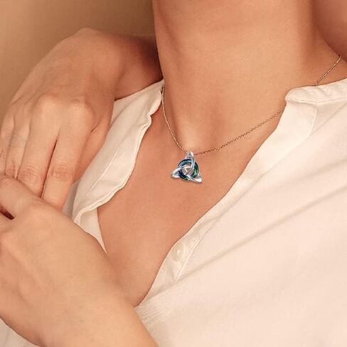TOUPOP Irish Gifts for Women Celtic Knot Jewelry Charmed Symbol Necklace And Earrings Set Sterling Silver with Blue Circle Crystal Gifts for Mom Teenage Girls Birthday in Saudi Arabia