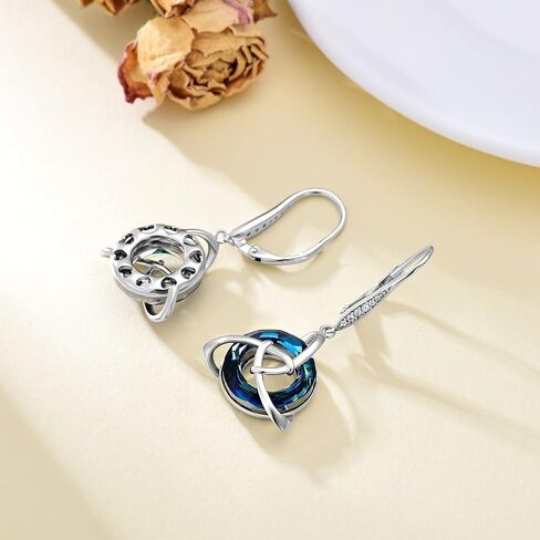 TOUPOP Irish Gifts for Women Celtic Knot Jewelry Charmed Symbol Necklace And Earrings Set Sterling Silver with Blue Circle Crystal Gifts for Mom Teenage Girls Birthday in Saudi Arabia