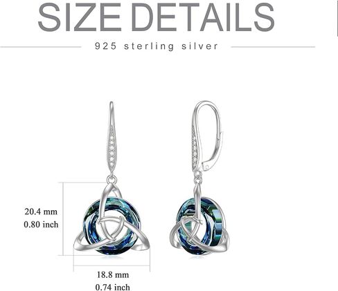 TOUPOP Irish Gifts for Women Celtic Knot Jewelry Charmed Symbol Necklace And Earrings Set Sterling Silver with Blue Circle Crystal Gifts for Mom Teenage Girls Birthday in Saudi Arabia