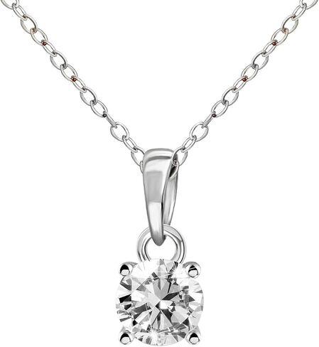 1/2 Carat | 14K White Gold | Natural Diamond Solitaire Pendant Necklace With Gold Chain | H-I Color, I2-I3 Clarity Tanache in Saudi Arabia