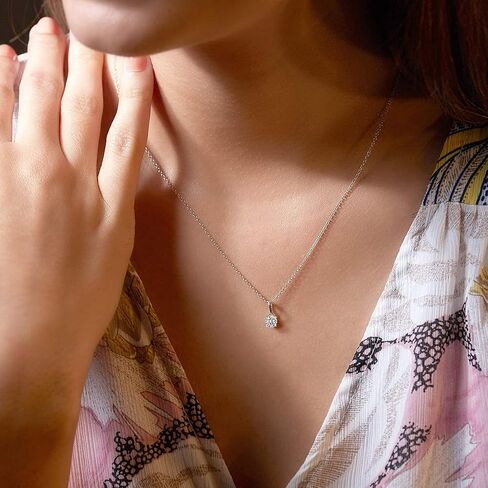 1/2 Carat | 14K White Gold | Natural Diamond Solitaire Pendant Necklace With Gold Chain | H-I Color, I2-I3 Clarity Tanache in Saudi Arabia