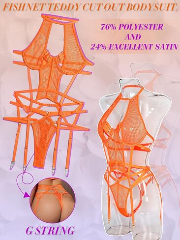 ملابس داخلية للنساء من Dlsave، ملابس نوم شبكية تيدي مقصوصة، ملابس نوم مع رباط in Kuwait