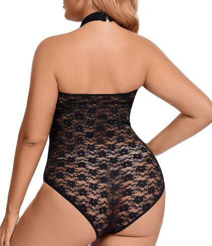 ملابس داخلية تيدي مثيرة مقاس كبير من Ella Lust للنساء قطعة واحدة برقبة عالية ورسن ملابس نوم شفافة من Margarita مزهّرة من الدانتيل in Kuwait