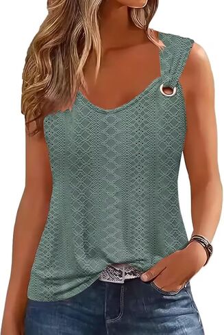 ETCYY Tank Tops for Women 2024 Trendy Summer T Shirts V Neck Sleeveless Shirts Spring Clothes Casual Loose Blouses in Kuwait