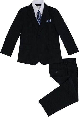 Luca Gabriel Toddler Boys' 5 Piece Pinstripe Suite Handkerchief Set in Saudi Arabia
