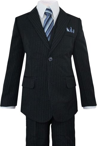 Luca Gabriel Toddler Boys' 5 Piece Pinstripe Suite Handkerchief Set in Saudi Arabia