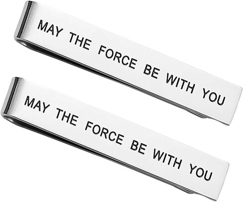 2 قطعة مقاطع التعادل للرجال الفضة شريط رابطة عنق دبوس رابطة عنق-قد تكون القوة معك مشبك ربطة عنق حرب النجوم مروحة هدية مضحكة in Kuwait