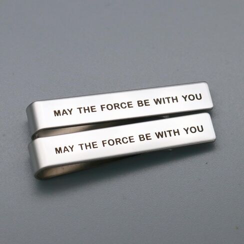 2 قطعة مقاطع التعادل للرجال الفضة شريط رابطة عنق دبوس رابطة عنق-قد تكون القوة معك مشبك ربطة عنق حرب النجوم مروحة هدية مضحكة in Kuwait