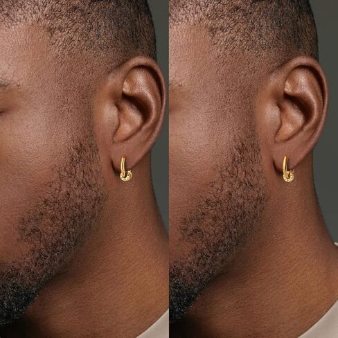 KRKC&CO Hoop Earrings for Men, S925 Sterling Silver, 14k/White Gold Plating Hoop Earrings in High Polished, Hypoallergenic, Lightweight, 5A CZ Stones, Simple and Stylish 15mm in Saudi Arabia