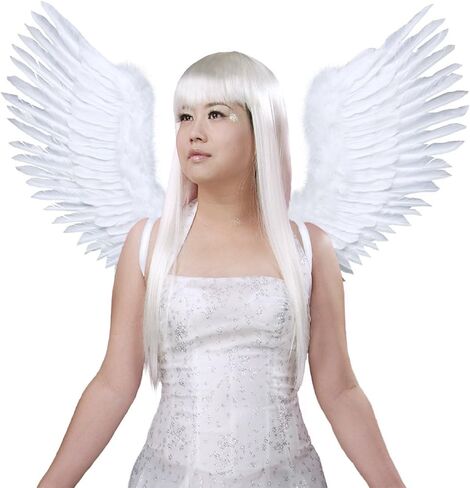 فاشن وينغز زي تنكري ابيض مفتوح على شكل حرف V على شكل اجنحة ملاك من الريش للبالغين من الجنسين in Kuwait