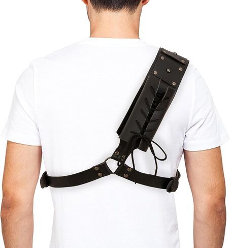 Renaissance Sword Holster Shoulder Back Sheath Frog Holder Crossbody, Sword Strap Belt Ideal for Warrior Knight Vikings SCA LARP,Medieval Viking Belt for Shoulder With Adjustable Leather Sword Frog in Saudi Arabia